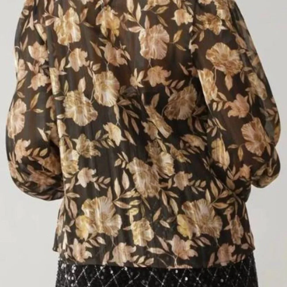 NEW Gold Floral blouse - Picture 3 of 4